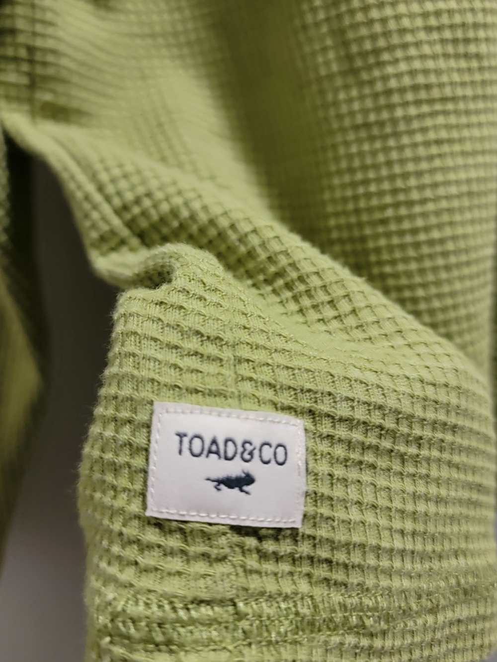 Toad&Co Olive Green Waffle Knit Hooded Pullover - Picture 5 of 5